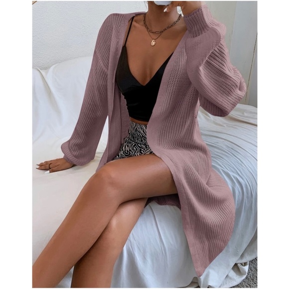 Cozy Open Front Knit Oversized Cardigan - Picture 6 of 9